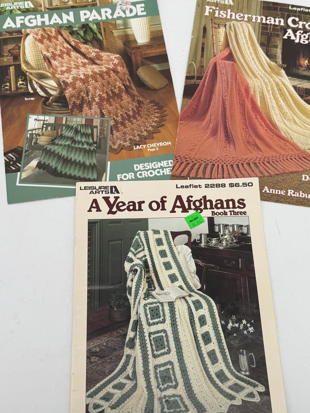 Leisure Arts Crochet Afghan Pattern Leaflets A Year Fisherman Afghan Parade Lot